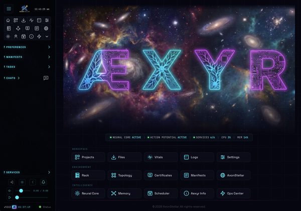 Æxyr Home Dashboard - Dark Theme